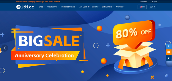 Jtti：周年庆促销不限流量VPS云主机80%优惠，年付$24.6起，可选新加坡CN2/香港CN2/美国CN2