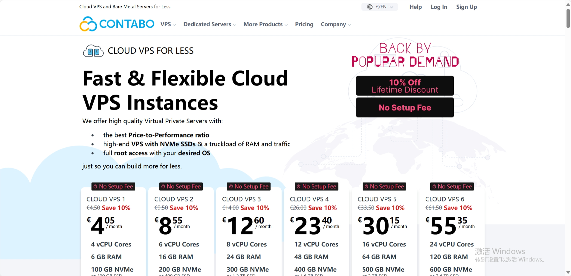 contabo：VPS9折、VDS7.5折、独服8折，日本/新加坡/印度/美国/德国/英国，$4.95/6G内存/4核(epyc)/400gSSD/32T流量